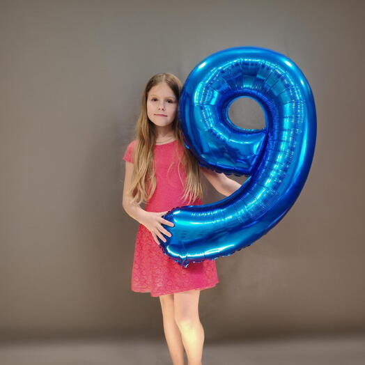 Шар Цифра синий 9