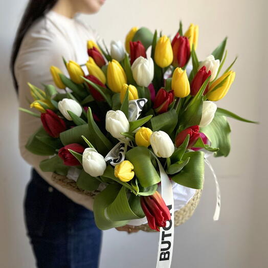 Композиция "Тюльпаны микс", размер L