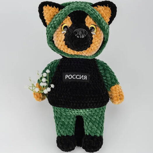 Игрушка ручной работы- ОВЧАРКА-СОЛДАТ