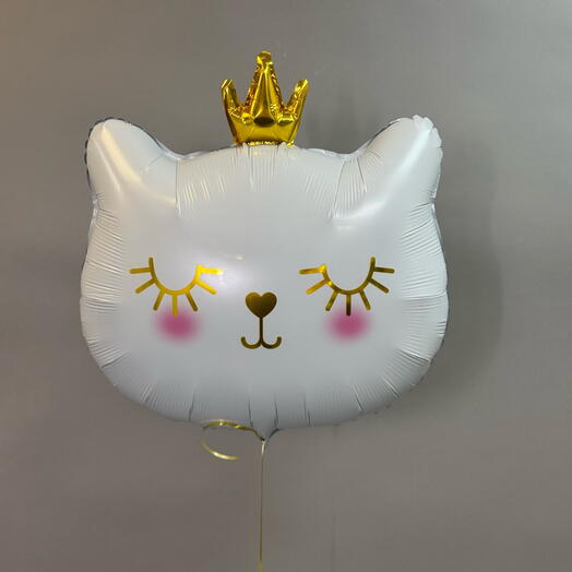 Воздушный шар кошечка с короной на день рождения девочке , девушке