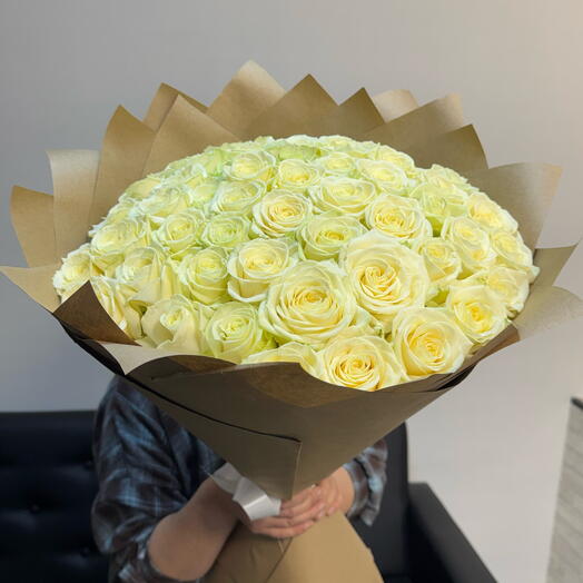 White roses 51pcs 60cm in craft
