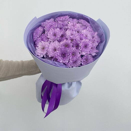 Букет из 5 сиреневых хризантем 💜 / доставка сегодня / Хит
