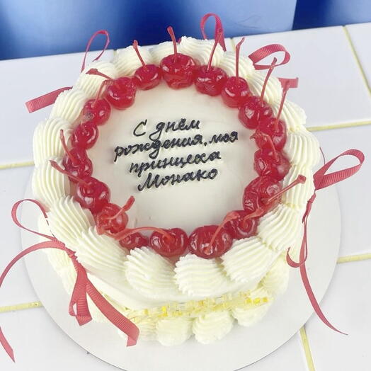 Торт ламбет на день рождения для девушки "Вишня с бантиками"