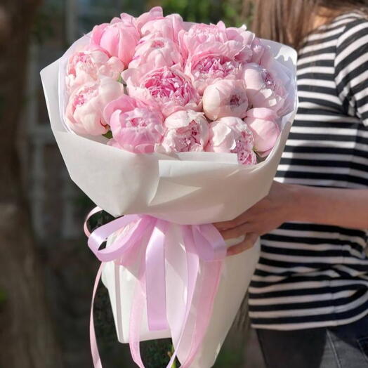 Пионы розовые 15 штук