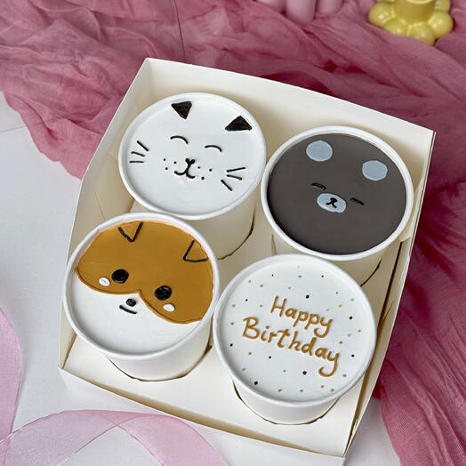 Стакано-торты (cakes to go) 4 шт на день рождения с пёсиками