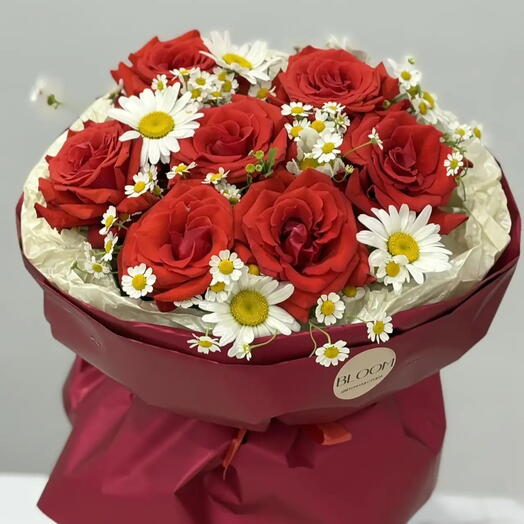🍓Яркий букет с ромашками