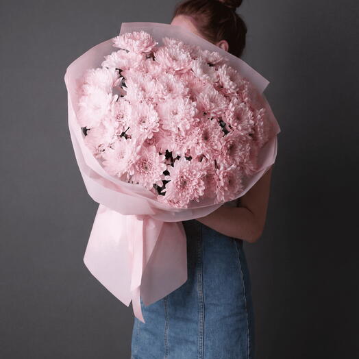 Монобукет из кустовой розовой хризантемы (9 веток) от XOFLOWERS