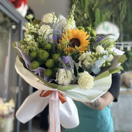 Экзотический дофаминовый букет с подсолнухом🌼