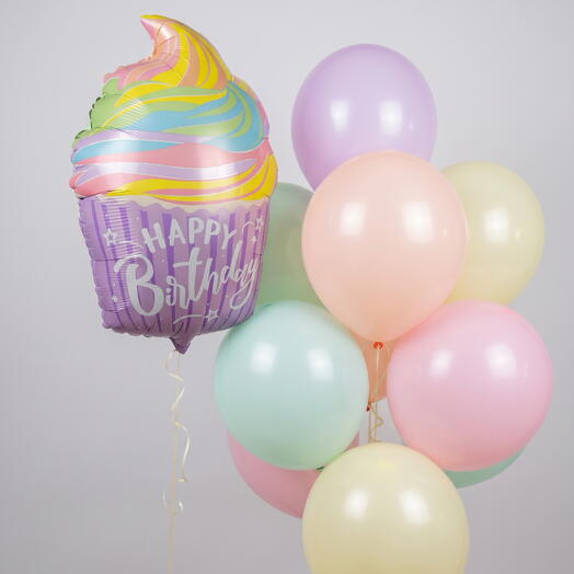 Воздушные шары Happy birthday «Кекс» 11 штук