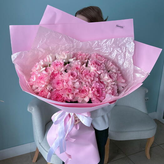 Букет из 25 французских роз «Розовое облако» 🌸 40474