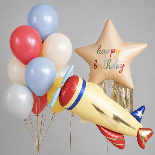 ✈️ Набор шаров «Самолет Happy Birthday»