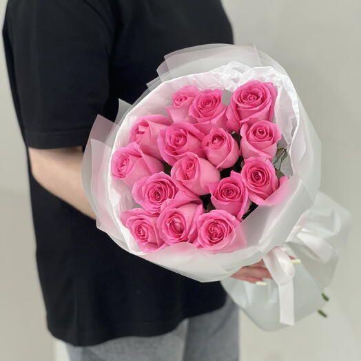 15 розовых роз Кения