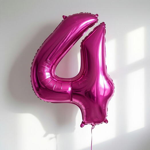 Фольгированная цифра «4» фуксия, 102 см