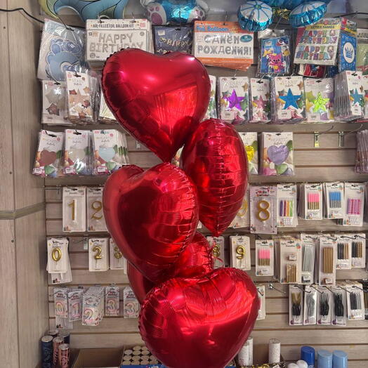 Воздушный шар Сердце из фольги 🎈 облако из 5 шаров ☁️️🫧🍭🦄🌻