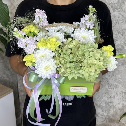 Композиция микс в деревянном ящике🌸🌿