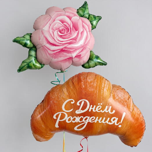 Набор фольгированных шаров «Роза и круассан» 🌹🥐