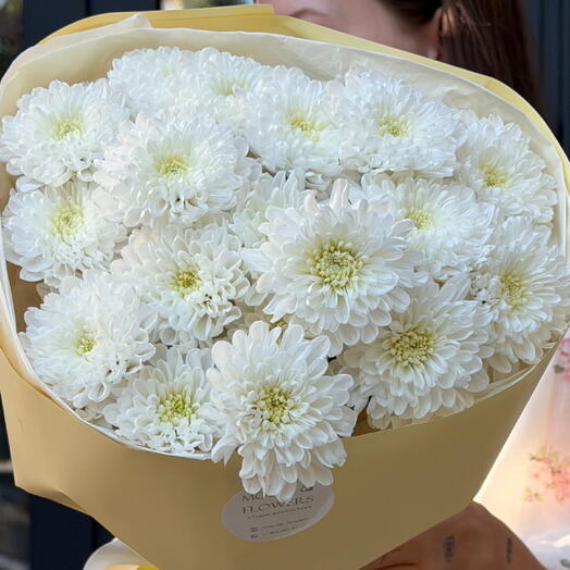 Авторский монобукет Mouse Flowers:Хризантемы