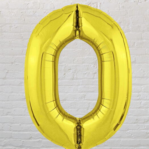 Шар цифра 0 золото, 102 см