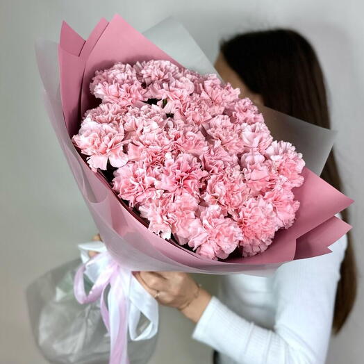 Букет «Настоящая любовь💗» из 25 стойких диантусов