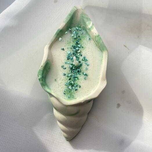 Изумрудная раковина свеча 🐚💚