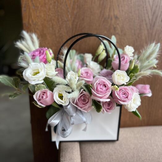 Flowers in a white box