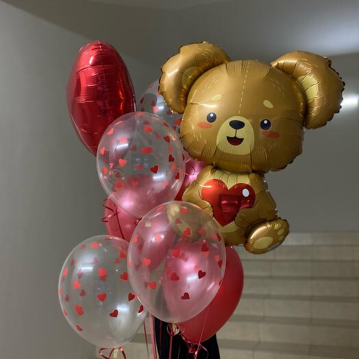 Сет 9 Шаров «Мишка 🐻люблю️