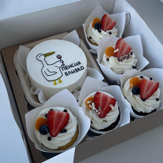 Birthday Bento Cake and Cupcakes Set