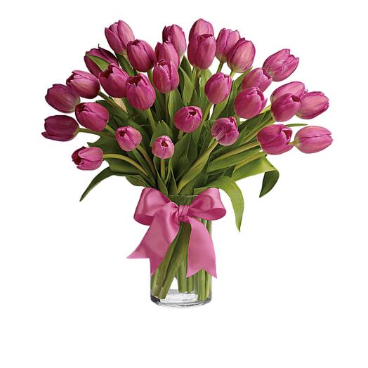 Dark Pink Tulips Arrangement