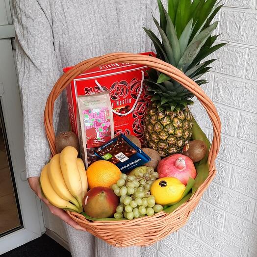 Basket with fruits and sweets "Abundance"