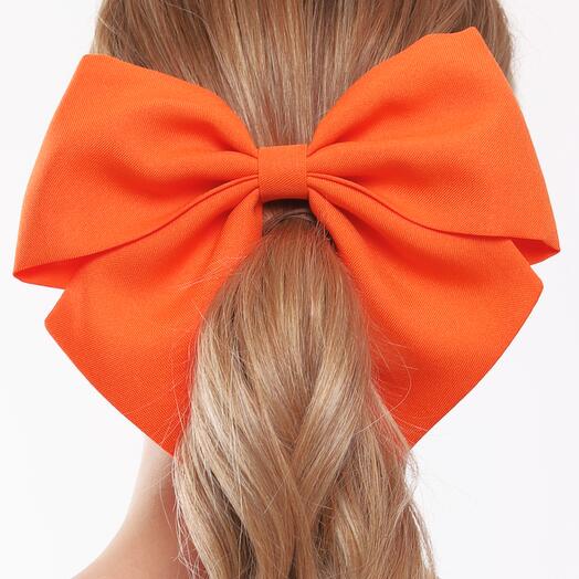 Бант для волос на заколке оранжевый большой