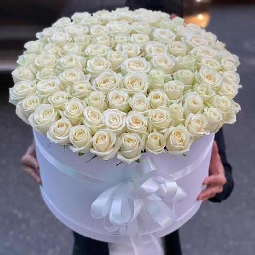 White roses in a box