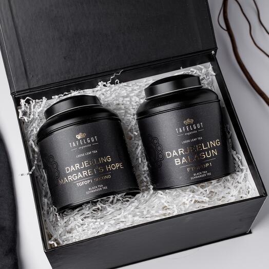 Подарочный набор премиум чая "Darjeeling Margaret s hope" и "Darjeeling balasun" в чёрной матовой коробке