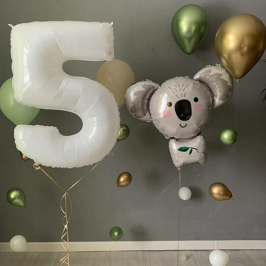 Набор шаров на 5 Лет с Коалой