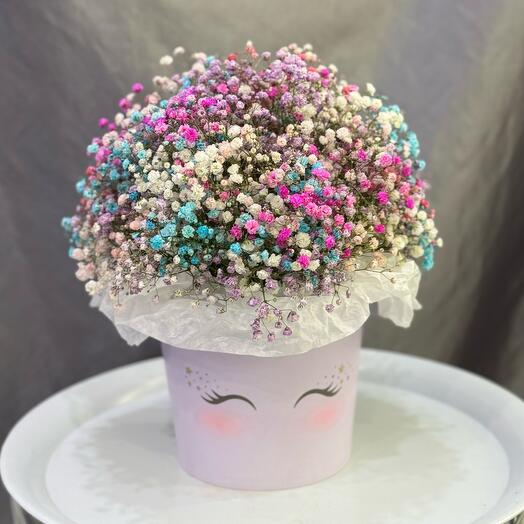 Ramo de flores de gypsophila en Caja de Unicornio
