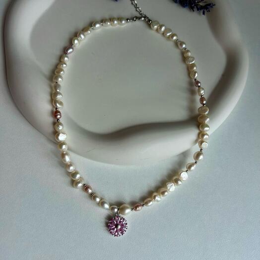 Чокер из натурального жемчуга Цветочнк