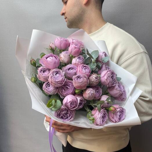 Bouquet of peony-shaped roses "Lavender dreams"