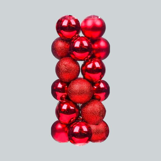 24pcs Festive Christmas Red Ornament Set – Shiny Plastic Balls for Tree   Home Decor, Wall Hanging Decorations