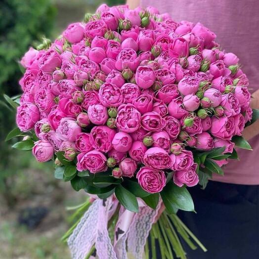 Bouquet of 201 pink bush peony-shaped rose