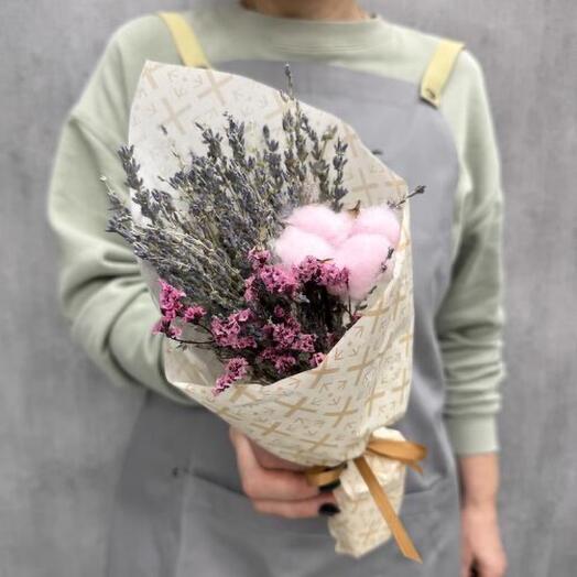 Ramo de lavanda, algodón y limonnium