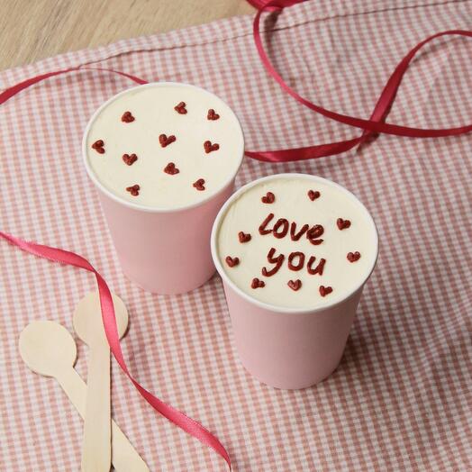 Набор Десертов Торт в стакане (Cake to go) с надписью "love you" (или ваш дизайн)