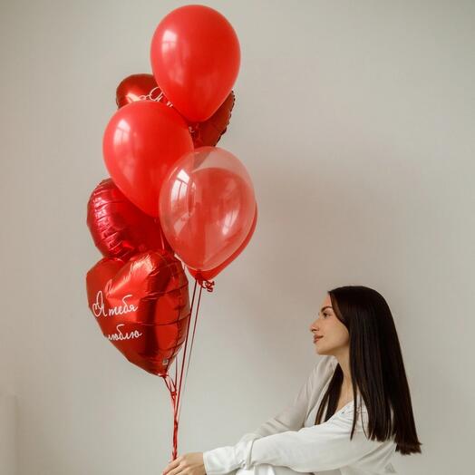 Фонтан из шаров с любовью 3 фольгированных и 4 латексных