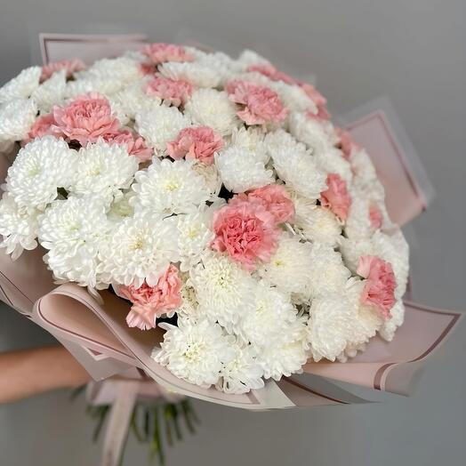 Букет "Пудровое облако" + открытка