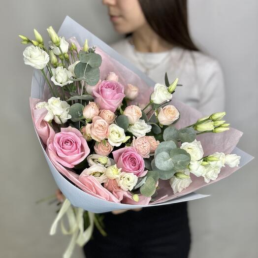 Букет из кустовых роз | роза Кения | эустома
