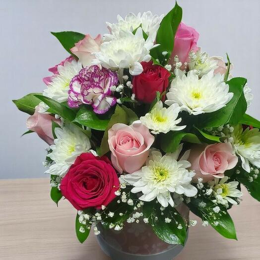 Roses and Chrysanthemums in Harmony