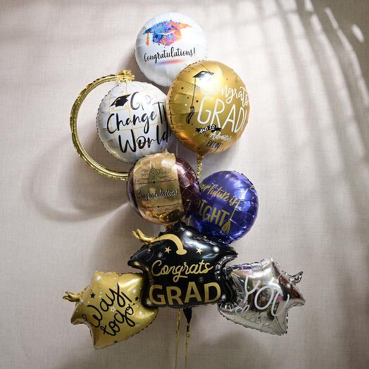 6-Piece Graduation Foil Balloon Set