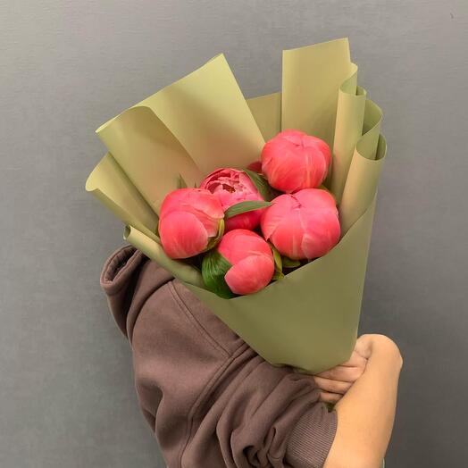 Коралловые пионы 5 шт