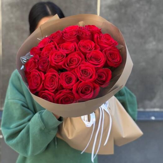 25 красных роз премиум