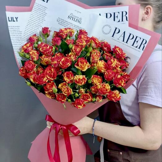 Букет из кустовых роз "Фаер Флеш" (арт.3547)