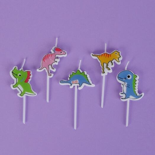 Свечи для торта «Динозаврики», 5 шт., разноцветные