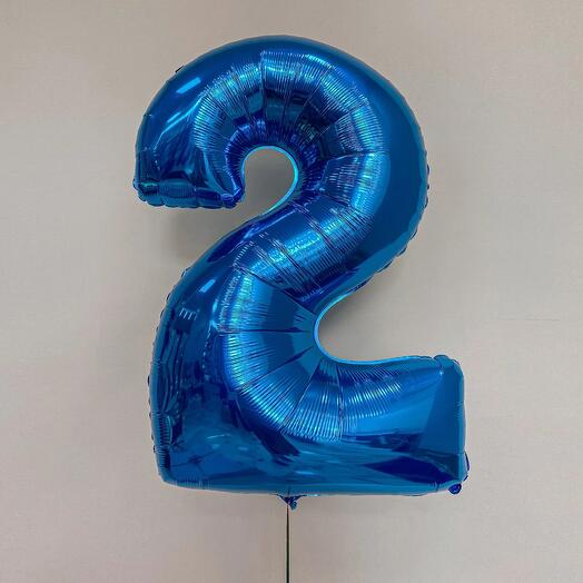 Шар Цифра 2 синяя